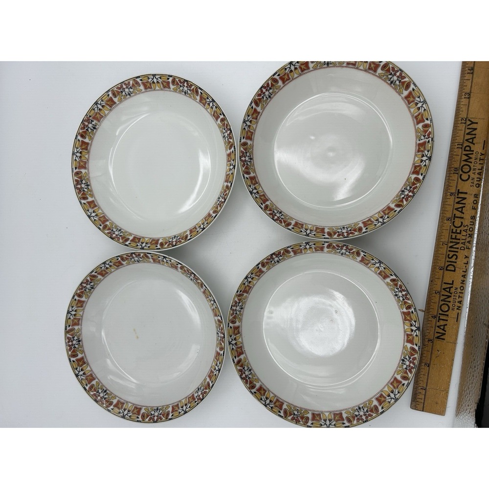 4 Tressemann & Vogt Limoges Soup Bowls Limoges‎ T & V Flowers Red Yellow Brown